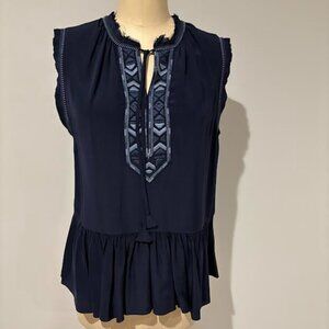Rebecca Taylor Embroidered Neck tie from peplum blouse